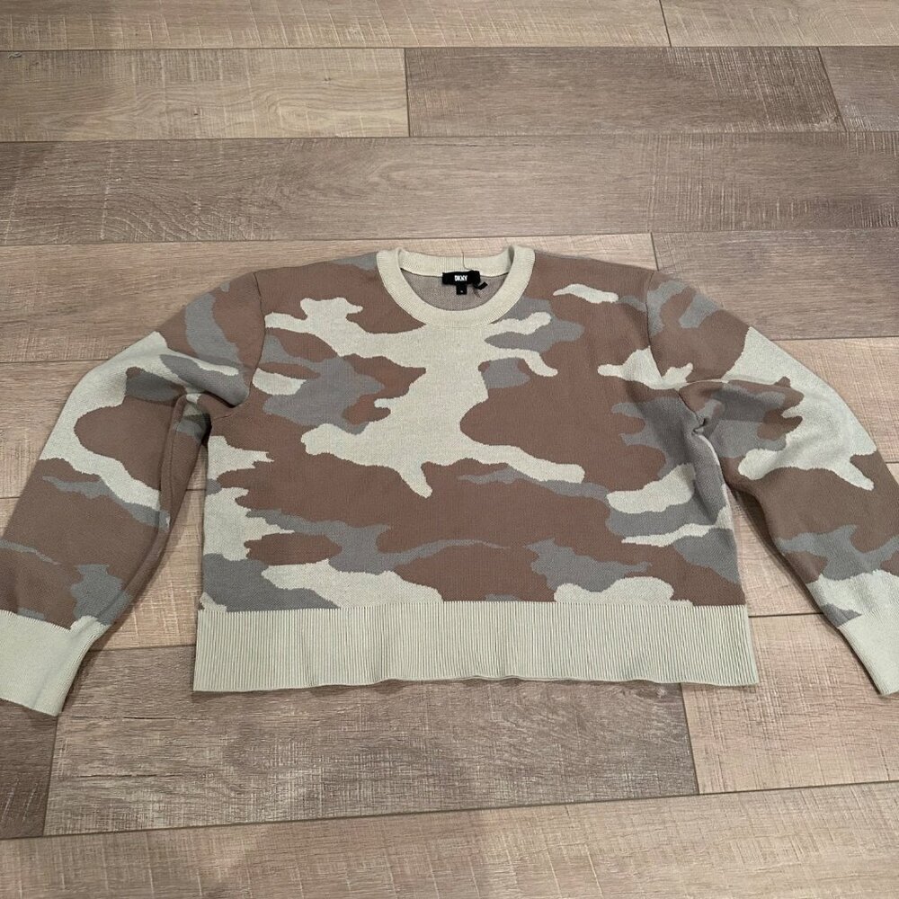 DKNY WOMENS CAMOFLAUGE CROPPED SWEATER XL